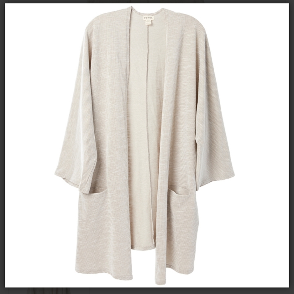 Donni Grey Ribbed Sweater Coat